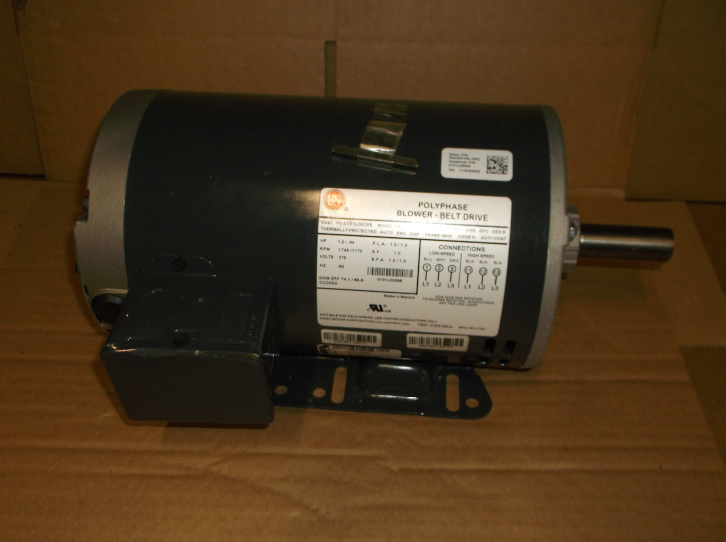 1HP POLYPHASE BELT DRIVE BLOWER MOTOR  575/60/3  RPM:1745-1170/2-SPEED