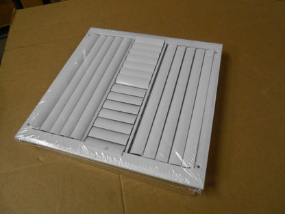 14" X 14" SIDEWALL ADJUSTABLE 3 WAY GRILLE WITH DAMPER  WHITE