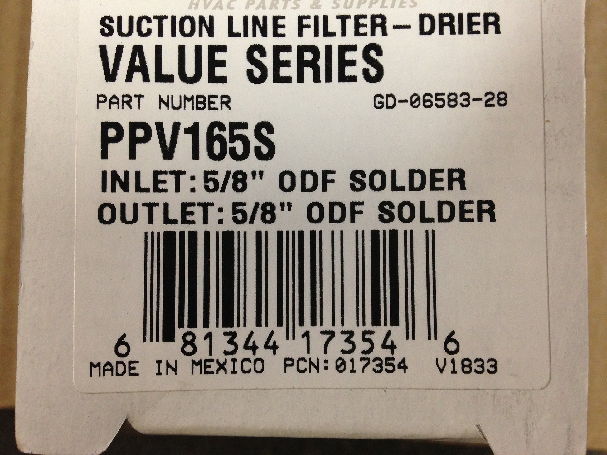 16 CUBIC INCH SUCTION LINE FILTER DRIER, 5/8" X 5/8" SWEAT