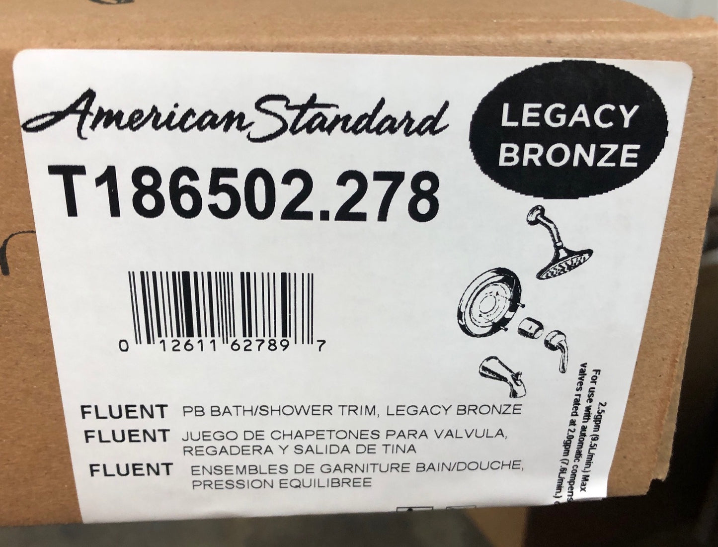 "FLUENT" PB BATH/SHOWER TRIM, LEGACY BRONZE