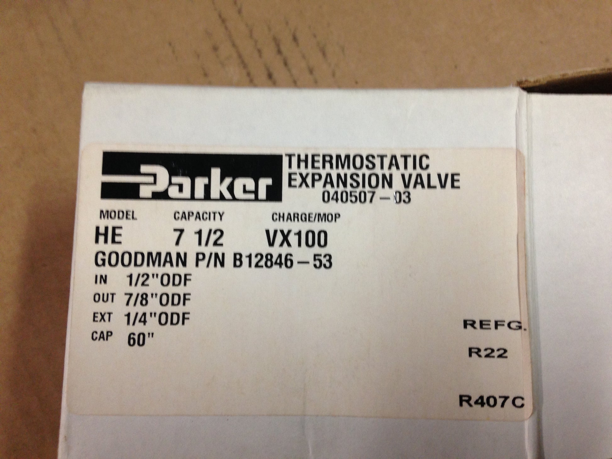 7 1/2 TON THERMAL EXPANSION VALVE, R-22/R-407C