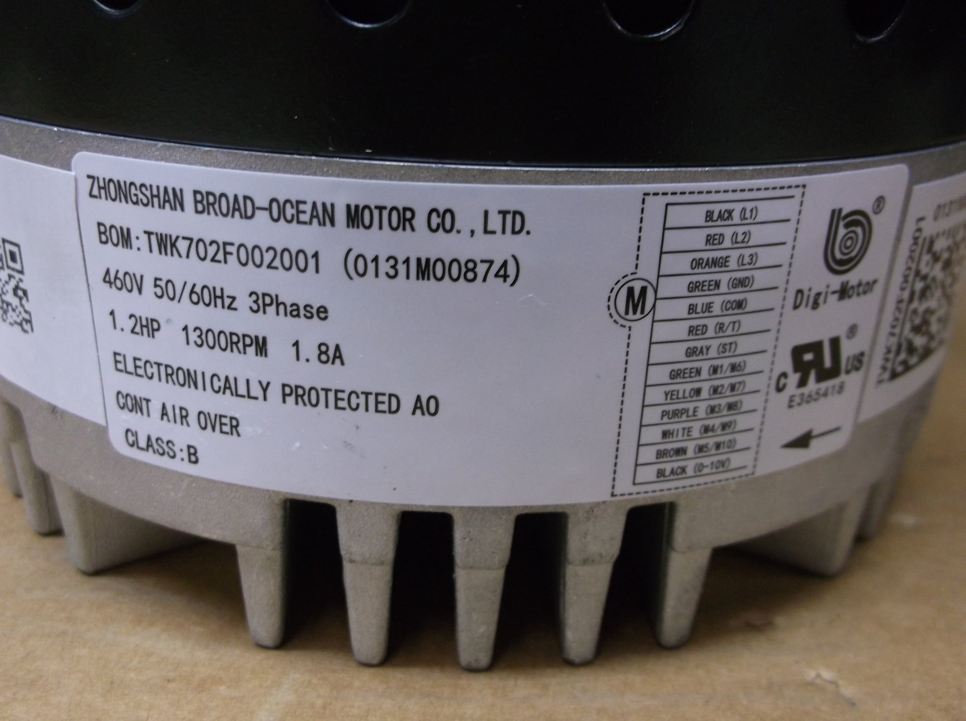 1.2HP ECM BLOWER MOTOR  460/50-60/3   RPM:1300/VARIABLE SPEED