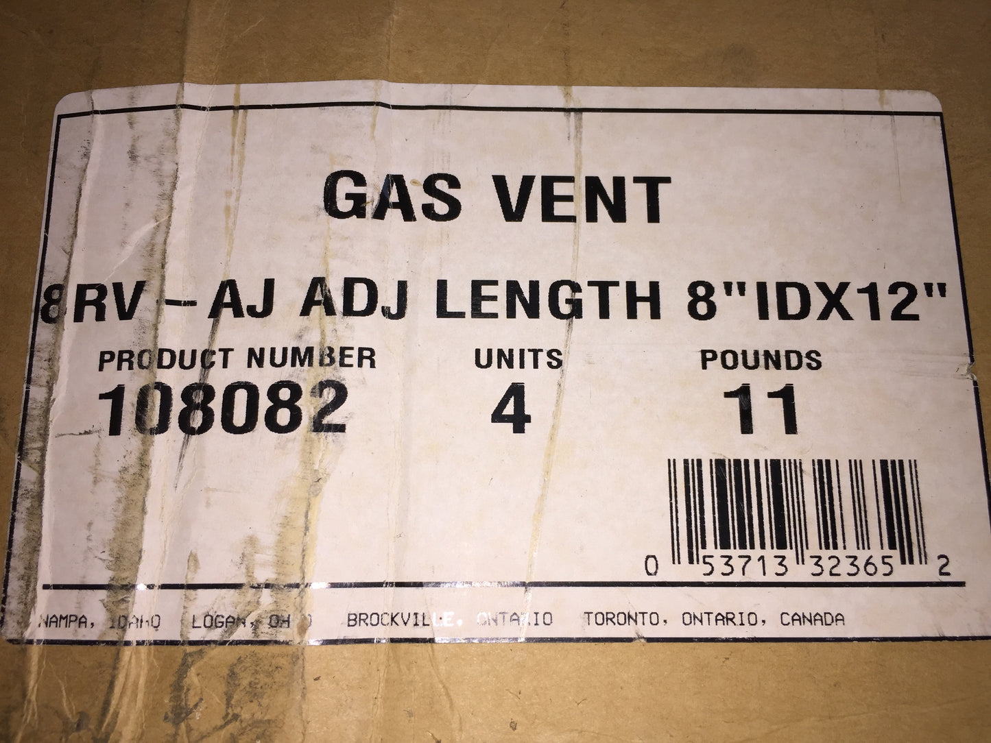 8" X 12" ADJUSTABLE B VENT FOR GAS VENTILATION