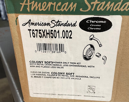 "COLONY SOFT" CHROME SHOWER ONLY TRIM KIT/W METAL LEVER HANDLE AND ARM AND FLANGE/LESS SHOWERHEAD AND VALVE