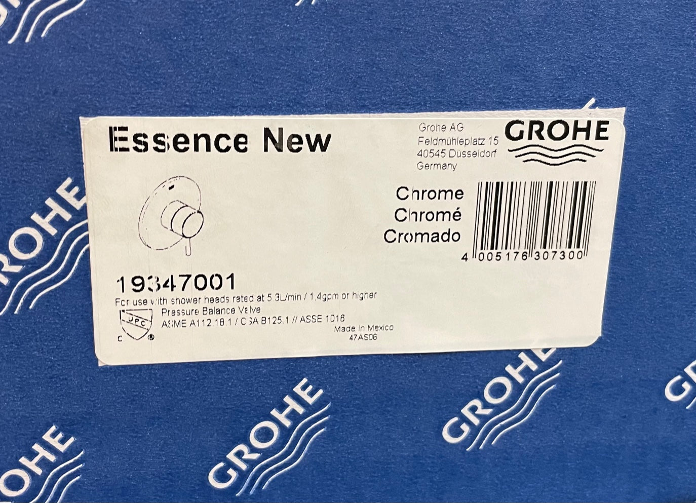 "ESSENCE NEW" CHROME PRESSURE BALANCE VALVE TRIM