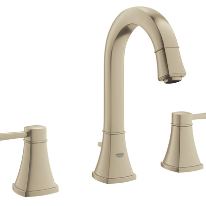 "GRANDERA" 8-inch BRUSHED NICKEL WIDESPREAD 2-HANDLE M-SIZE BATHROOM FAUCET 1.2 GPM