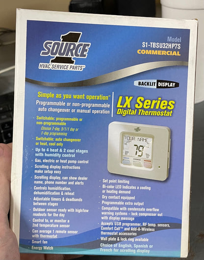 24 VAC "LX" SERIES 4 HEAT/2 COOL HEAT/COOL/HEAT PUMP COMMERCIAL DIGITAL THERMOSTAT/W HUMIDITY CONTROL