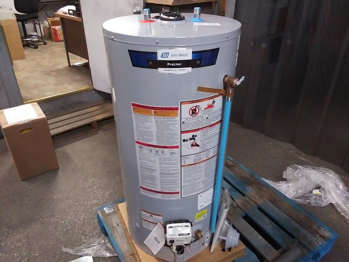 40 GALLON "JOHN WOOD PROLINE" COMMERCIAL GRADE ATMOSPHERIC VENT NATURAL GAS WATER HEATER, 120/60/1