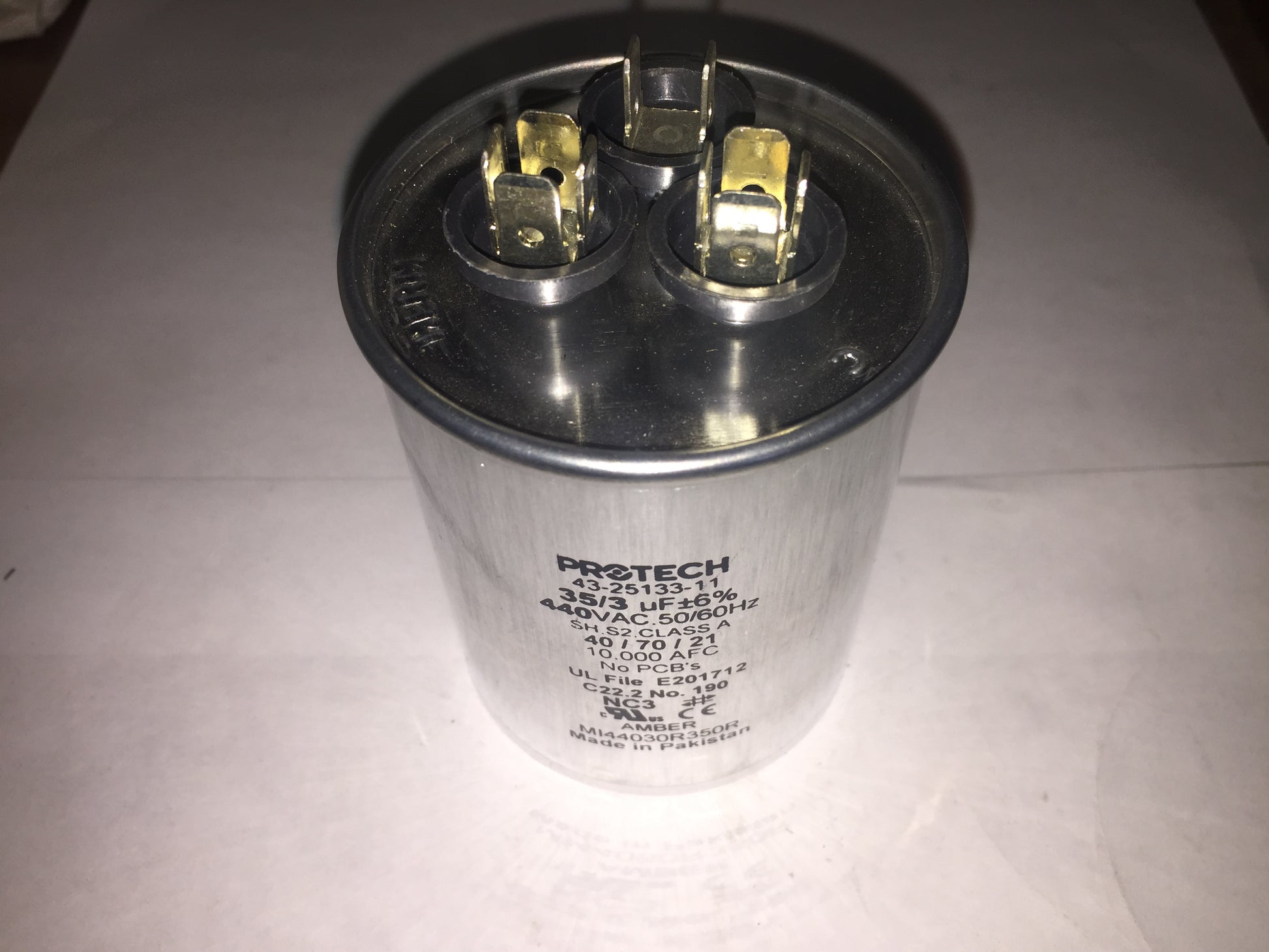 35+3 MFD X 440 VOLT ROUND AC DUAL RATED CAPACITOR