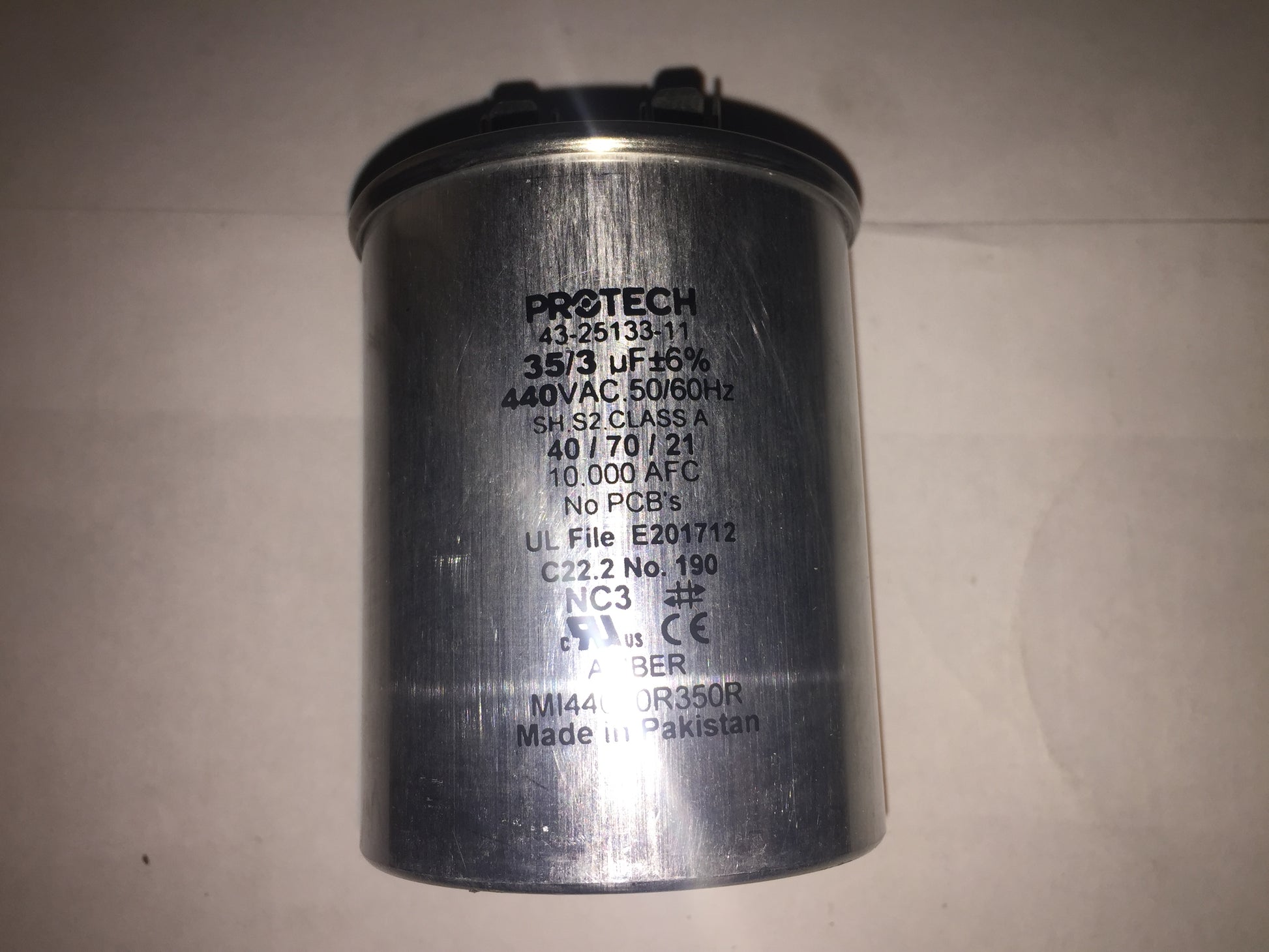 35+3 MFD X 440 VOLT ROUND AC DUAL RATED CAPACITOR