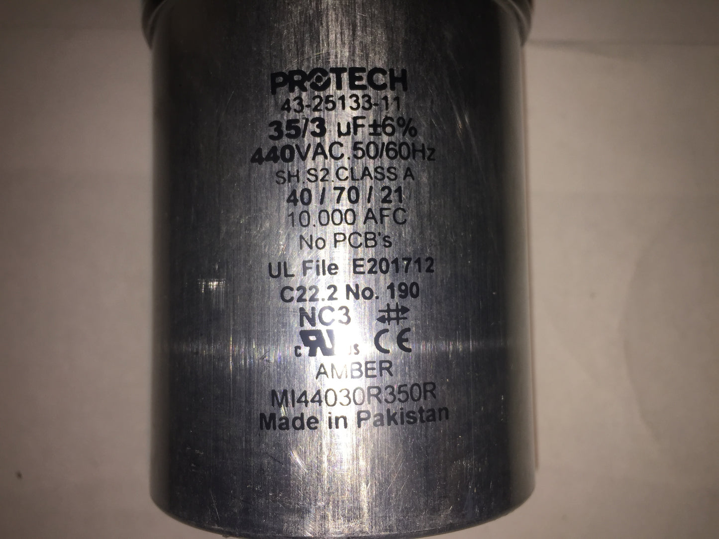 35+3 MFD X 440 VOLT ROUND AC DUAL RATED CAPACITOR