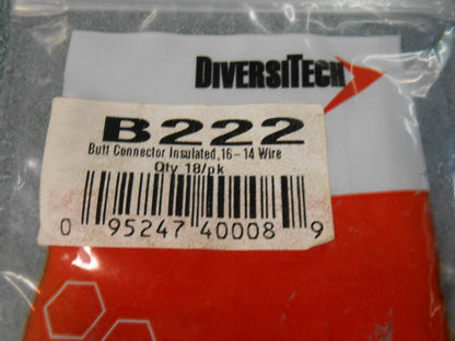 INSULATED BUTT CONNECTOR,16-14 , SOLD AS 18 PER BAG