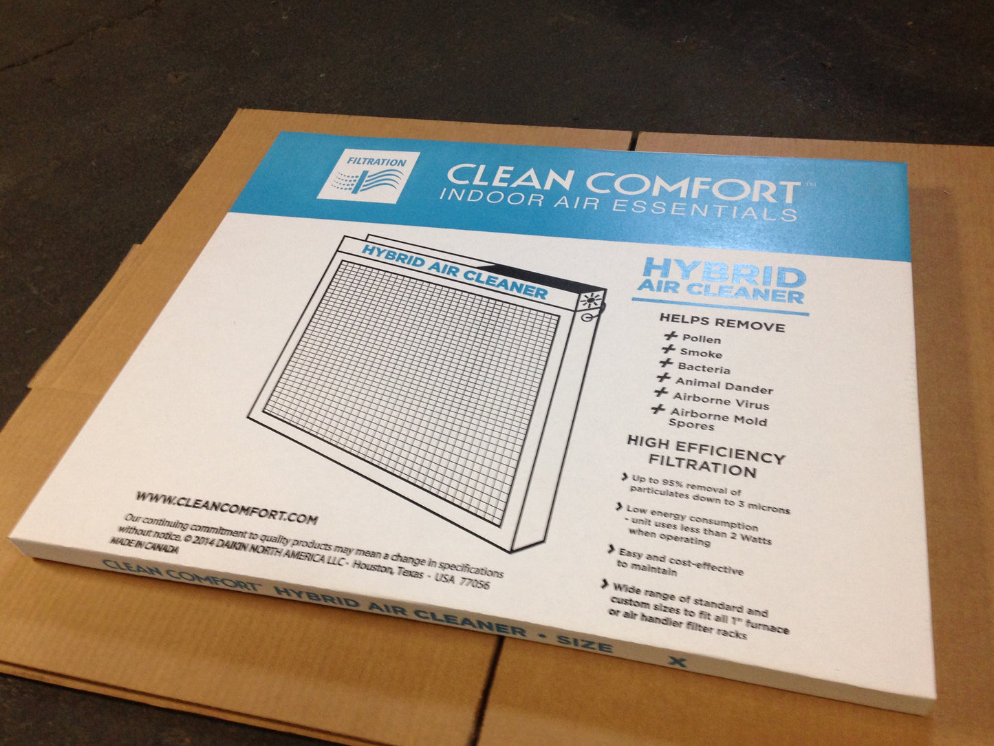 1" ELECTRONIC AIR CLEANER, 15" X 20", 24 VAC/60