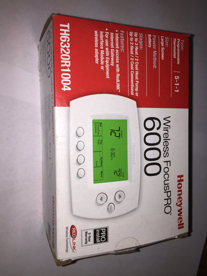 FOCUS PRO 6000 WIRELESS PROGRAMMABLE LARGE DISPLAY 5-1-1 3-HEAT/-2COOL THERMOSTAT