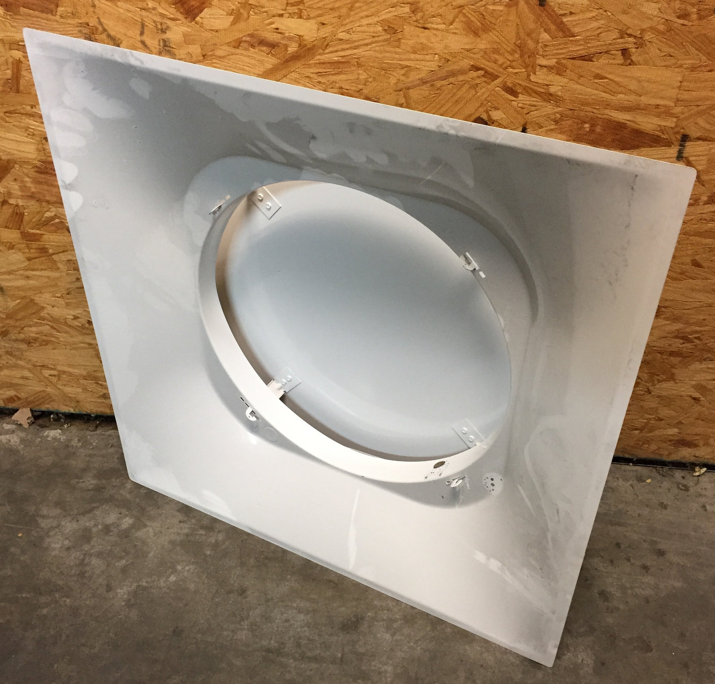 24x24x15 T1100 Ceiling Diffuser, Square, Architectural Plaque, Steel, Painted white (WH) finish, 15" neck  **sold as 2 pack**