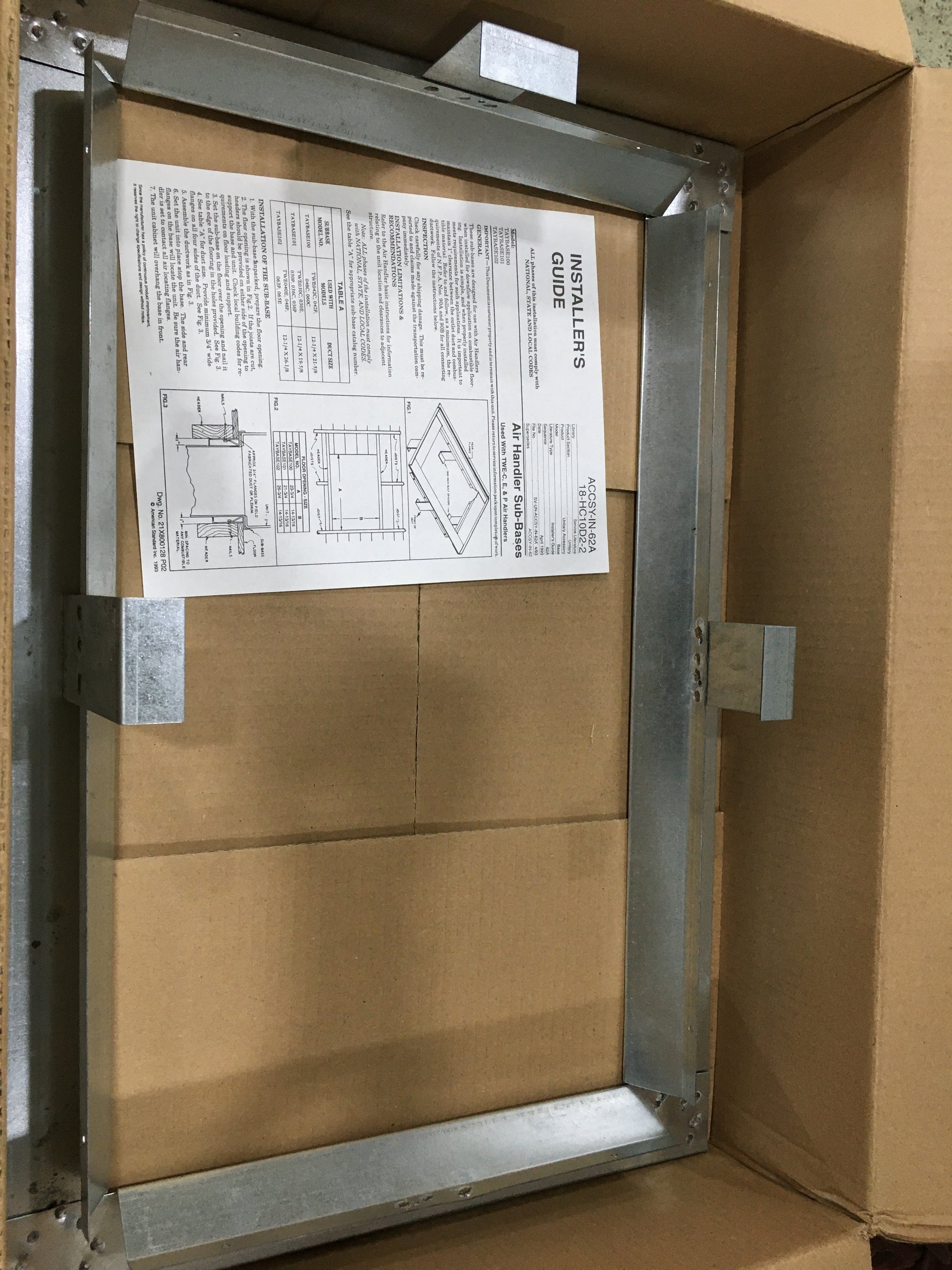 AIR HANDLER SUB BASE DOWNFLOW