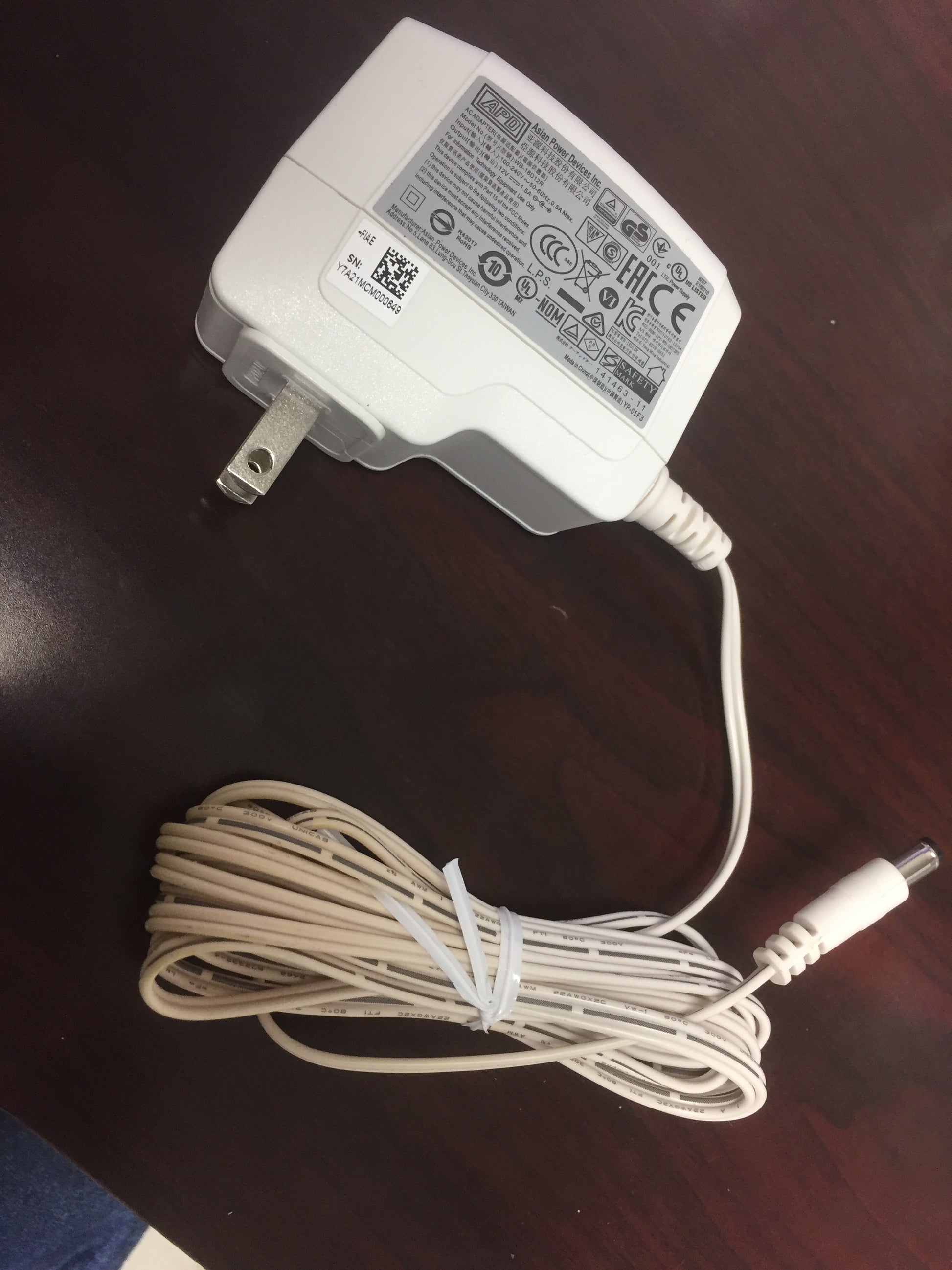 12 VDC 1.5 AMP POWER ADAPTER FOR USE WITH WC0200NX