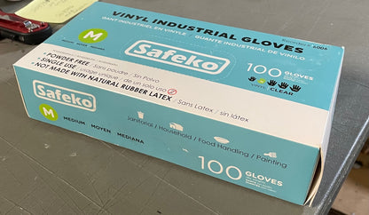 vinyl industrial powder free clear size medium gloves/100 per box