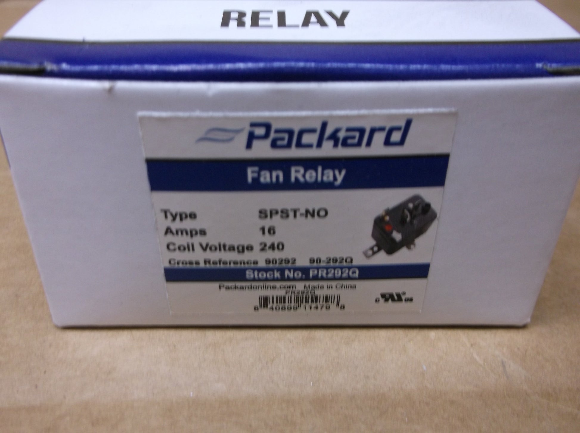 FAN RELAY TYPE:SPST-NO AMPS:16,  COIL VOLTAGE:240