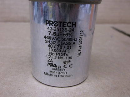 7.5UF X 440VAC ROUND RUN CAPACITOR