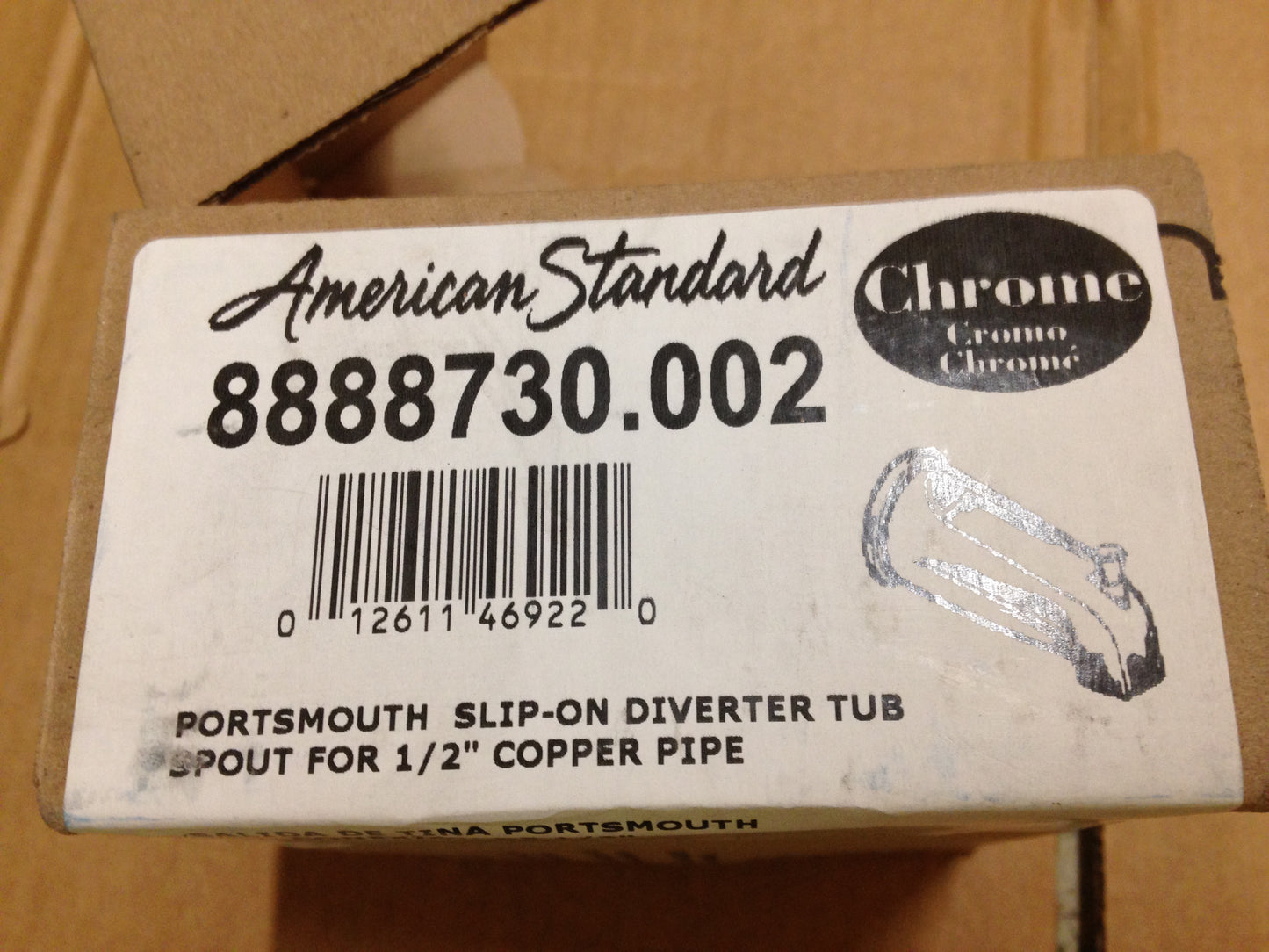 "PORTSMOUTH" SLIP-ON DIVERTER TUB SPOUT , FOR 1/2" COPPER PIPE 