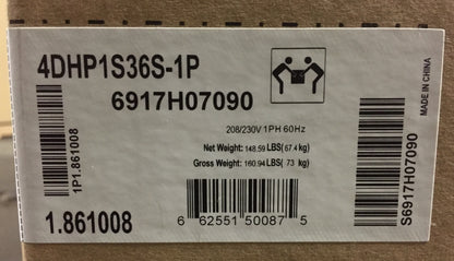 36,000 BTU SINGLE ZONE DUCTLESS OUTDOOR MINI-SPLIT HEAT PUMP UNIT, 17.5 SEER 208-230/60/1 R-410A