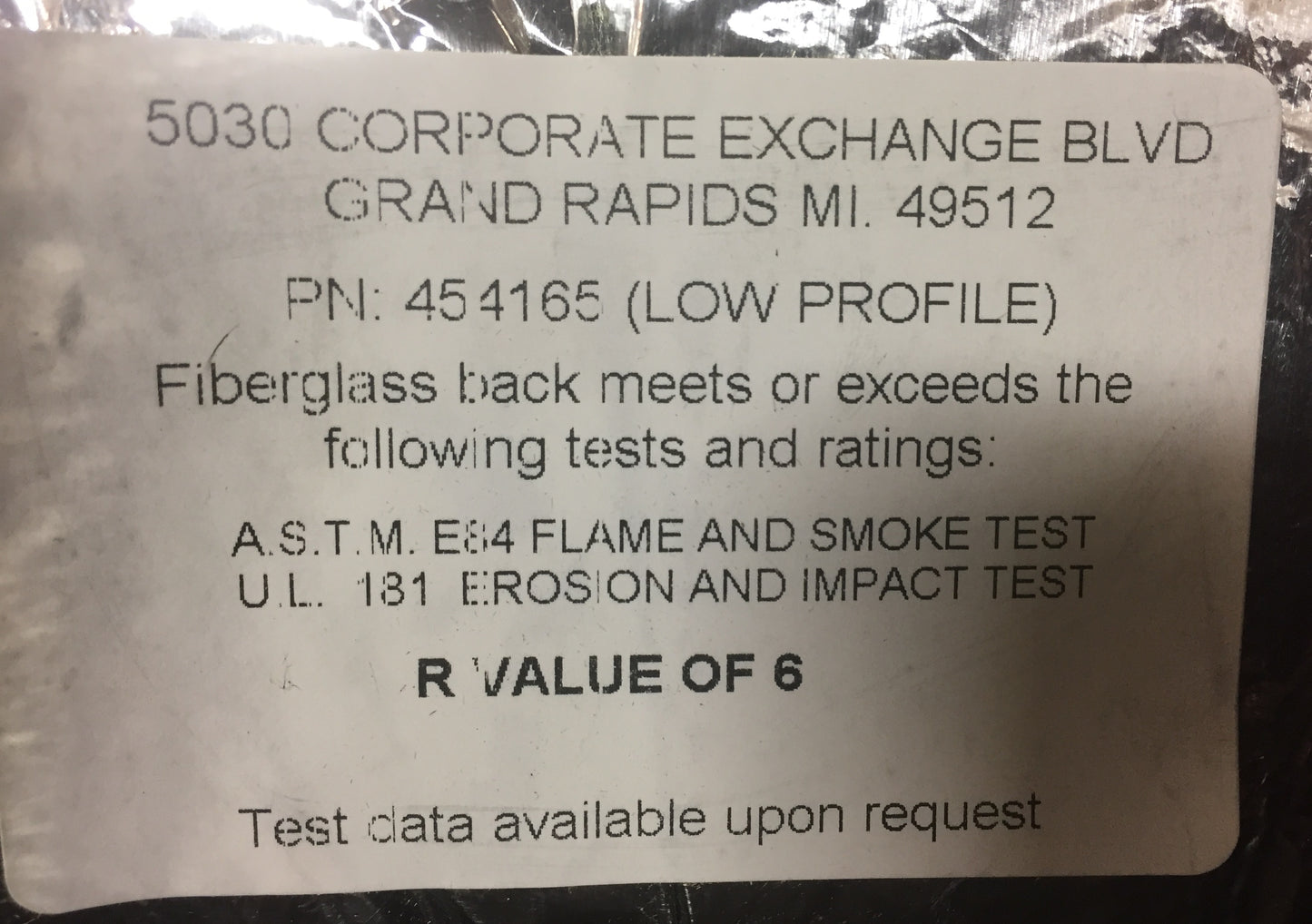 INSULATED MOLDED T-BAR FIBERGLASS BACK (RIGID UNIV R6 LOW) SOLD PER EACH