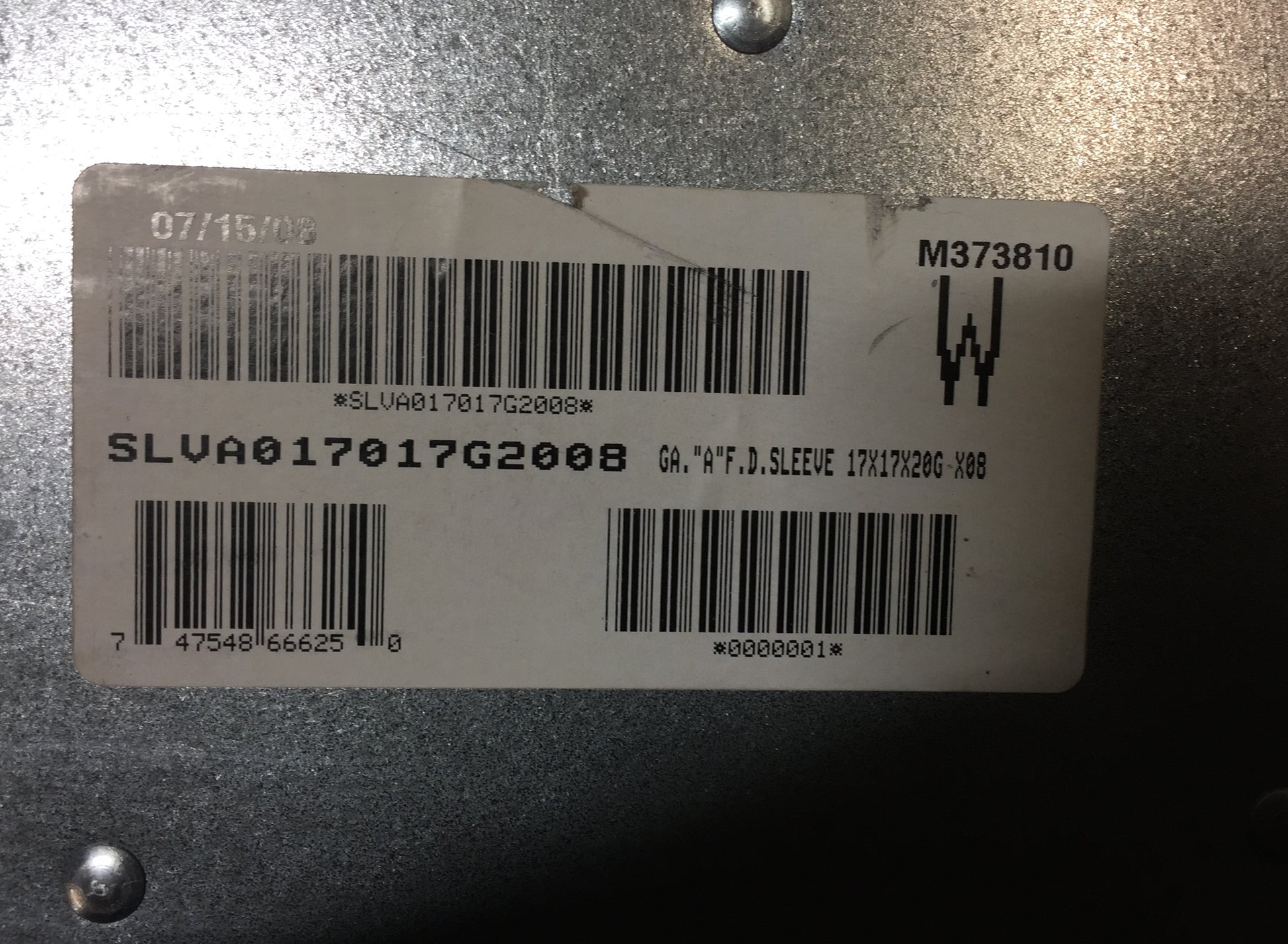 17" X 17" X 8" FIRE DAMPER FOR USE IN STATIC SYSTEMS FIRE RESISTANT RATING 1-1/2 HOUR