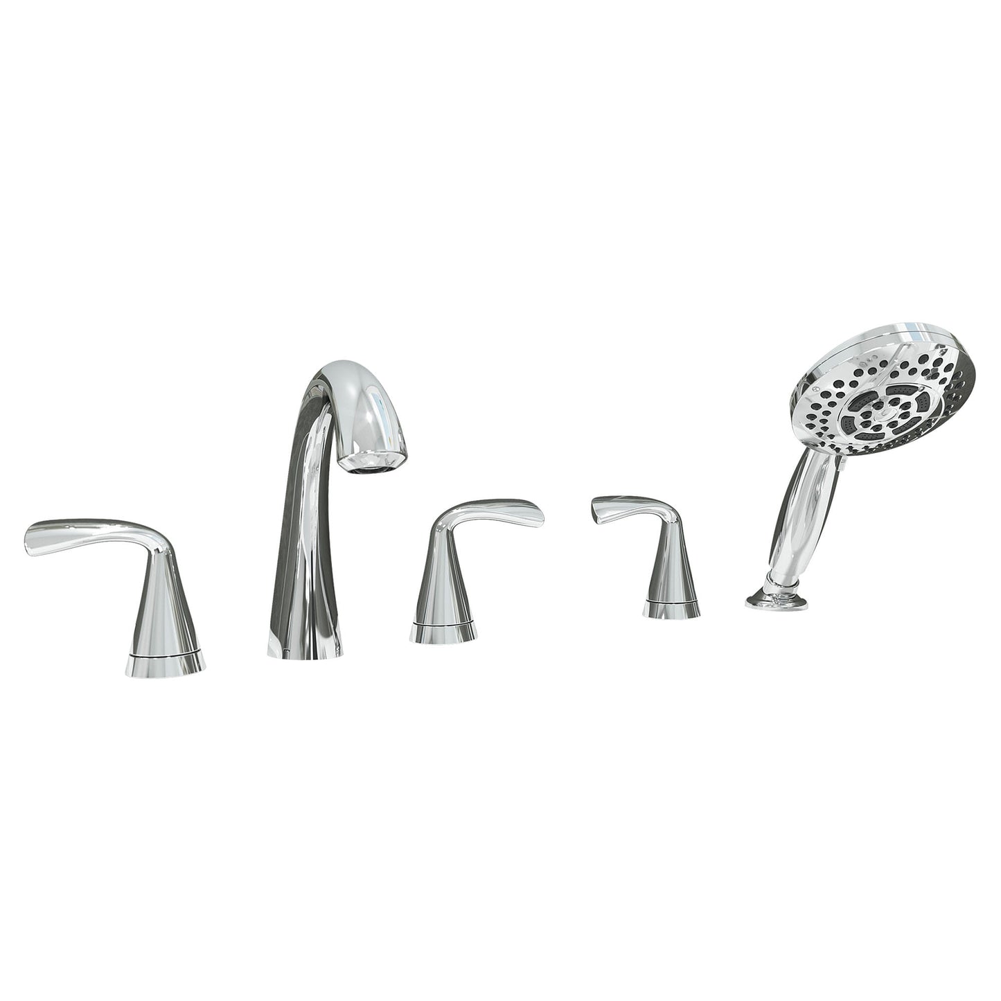 FLUENT DECK MOUNT TUB FILLER WITH PERSONAL SHOWER, CHROME, LESS VALVE