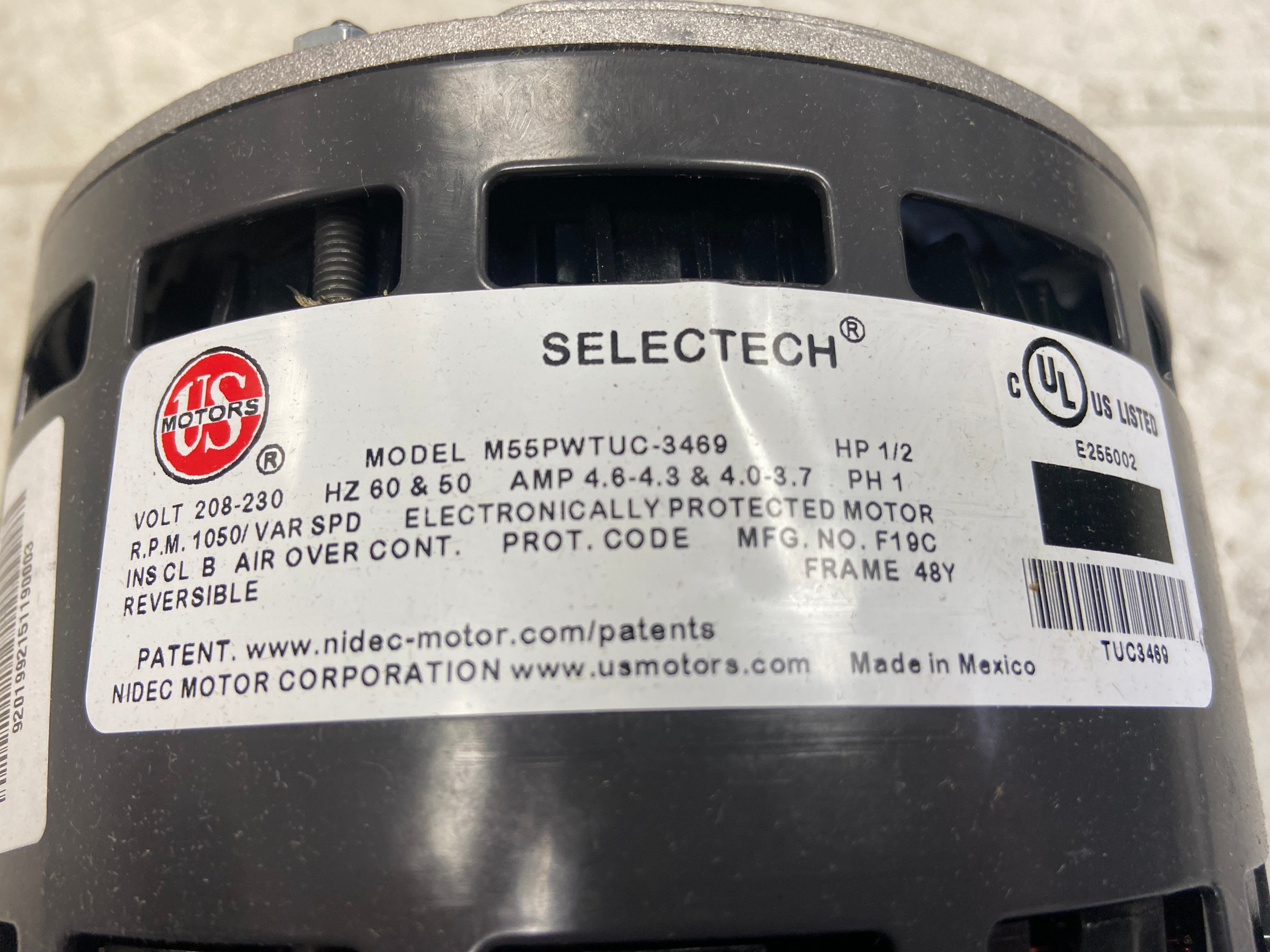 1/2 HP Direct Drive ECM Blower Motor 208-230/50-60/1 RPM 1050