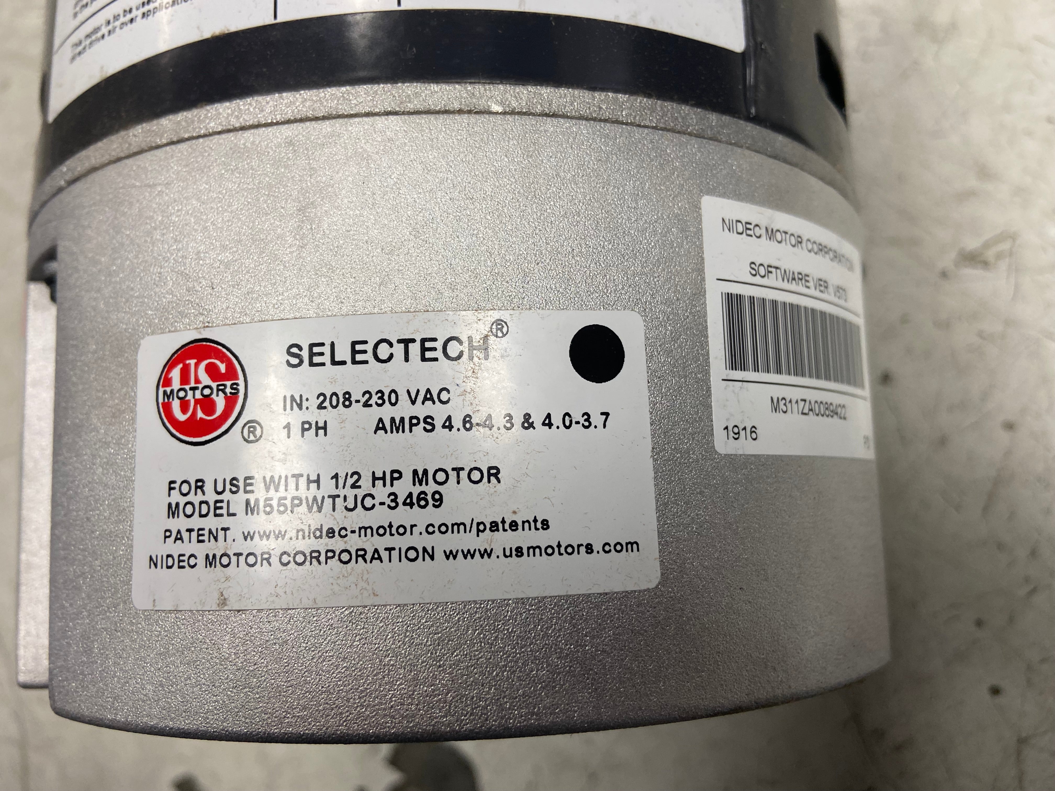1/2 HP Direct Drive ECM Blower Motor 208-230/50-60/1 RPM 1050