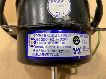 CONDENSOR FAN MOTOR  115/60/1 1400 RPM 2 SPEED