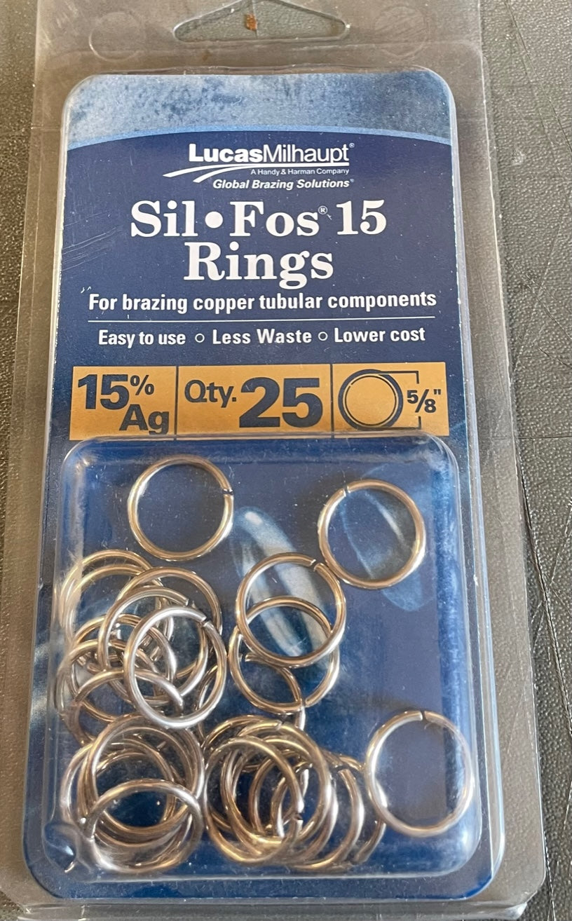 Sil Phos Rings Sil Fos 15%Ag Ring 5/8 Od (25 Per Pack)