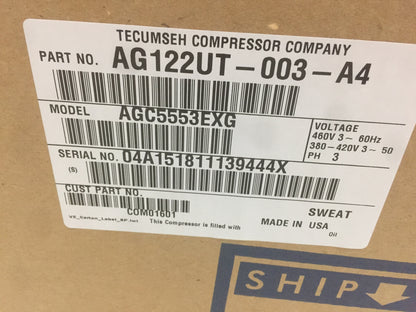 4-1/2 TON AC/HP HERMETIC COMPRESSOR 380/460-60/50-3 R-22