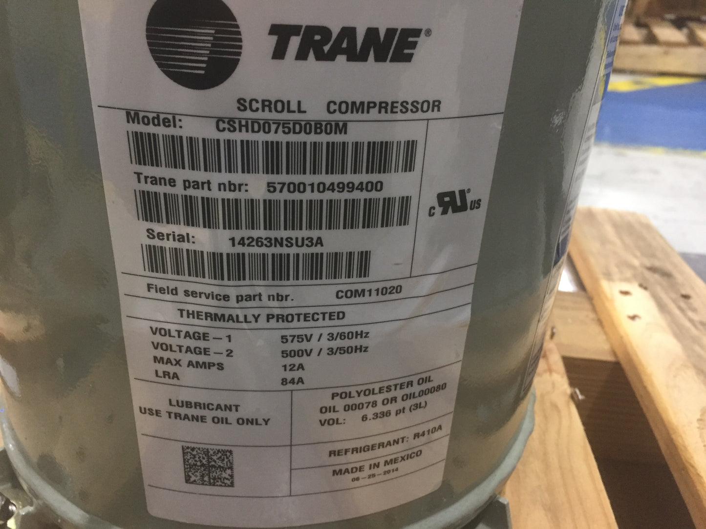 7.5 TON AC/HP SCROLL COMPRESSOR 575/60/3 R-410A