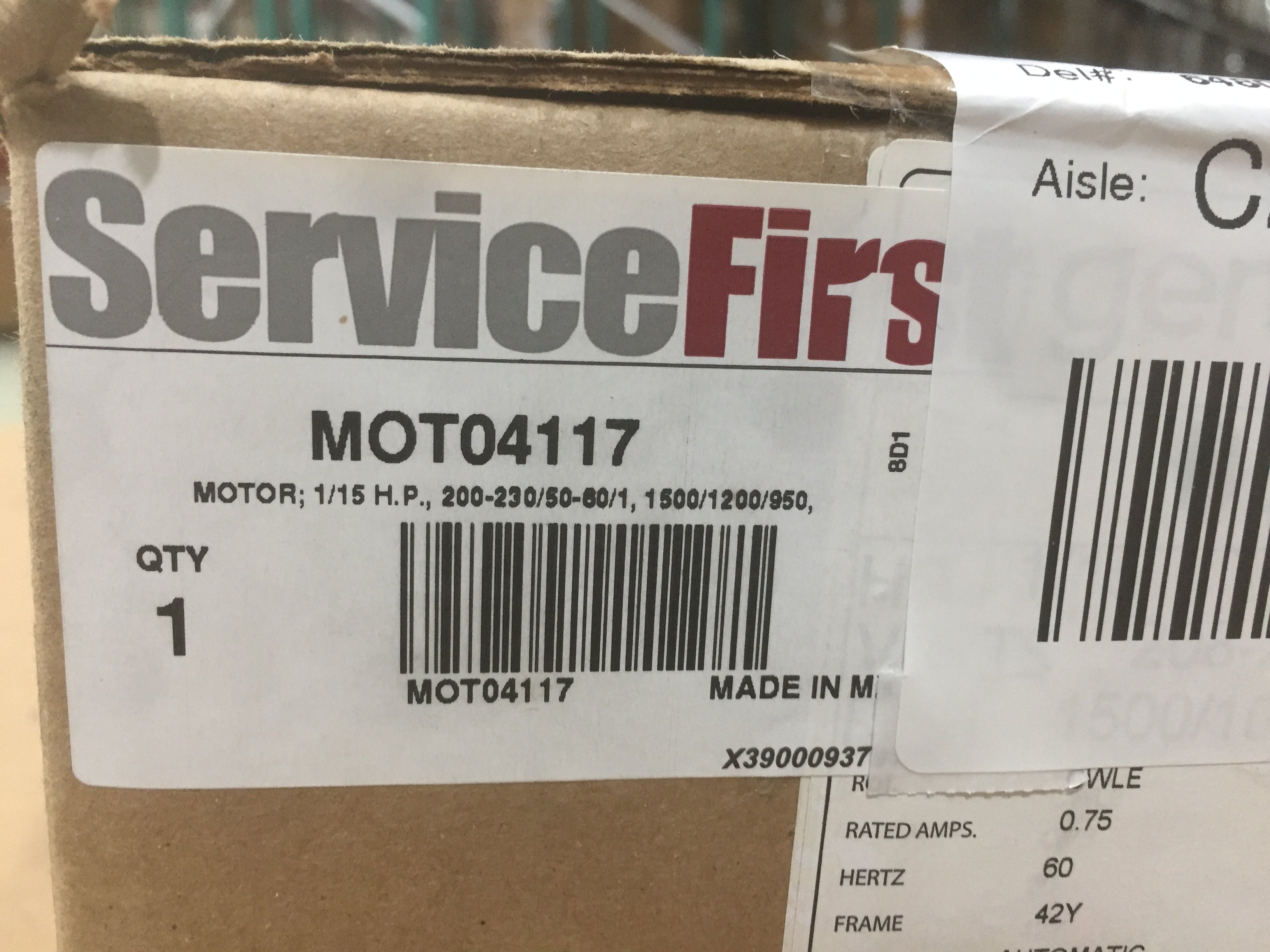 1/15 HP Double Shaft Electric Motor 208-230/60/1 1500/1075/900 RPM