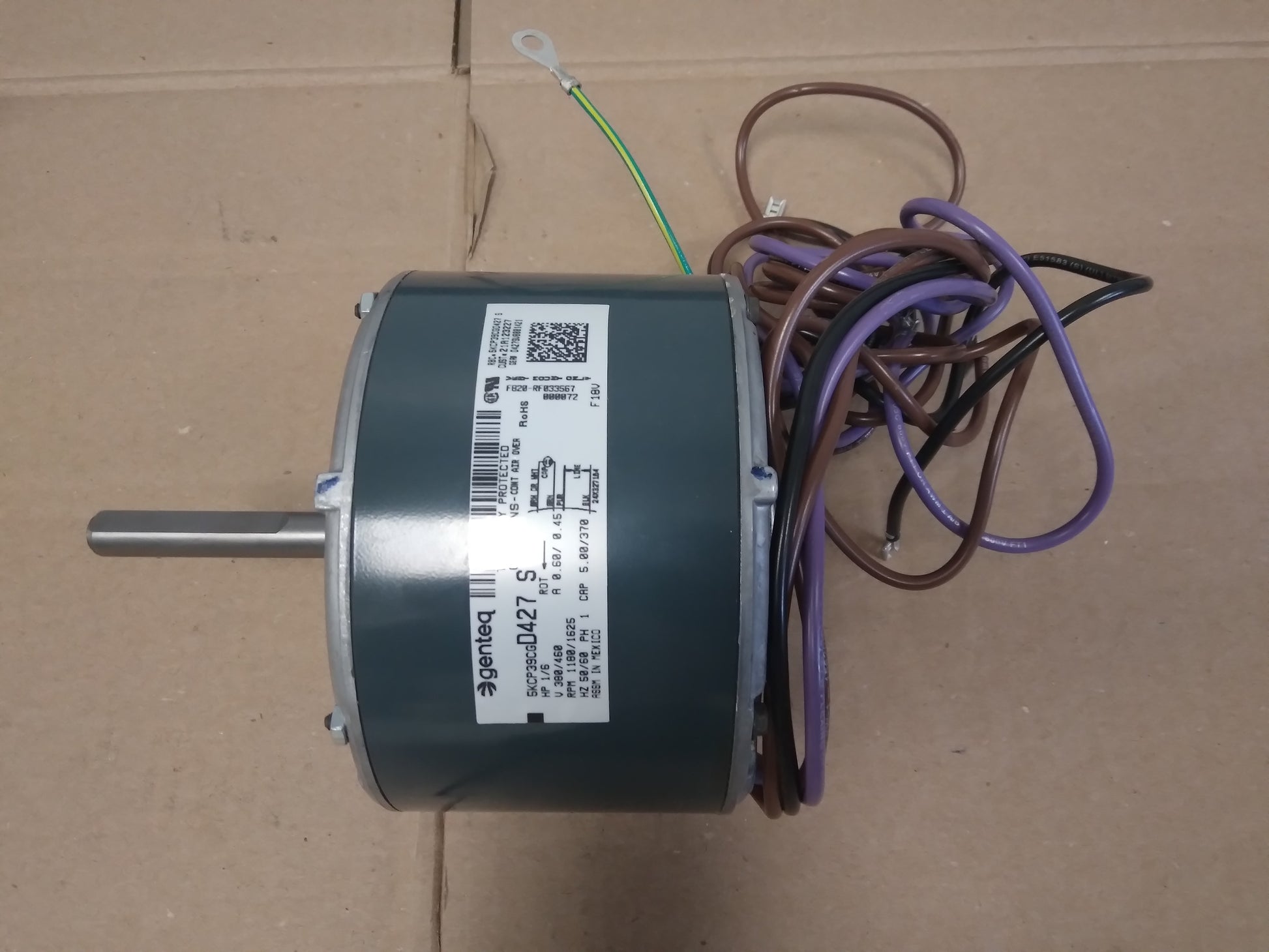 1/6HP DIRECT DRIVE BLOWER MOTOR 380-460/60-50/1 RPM:1180/1625 CCWLE ROTATION 0.60/0.45 AMPS