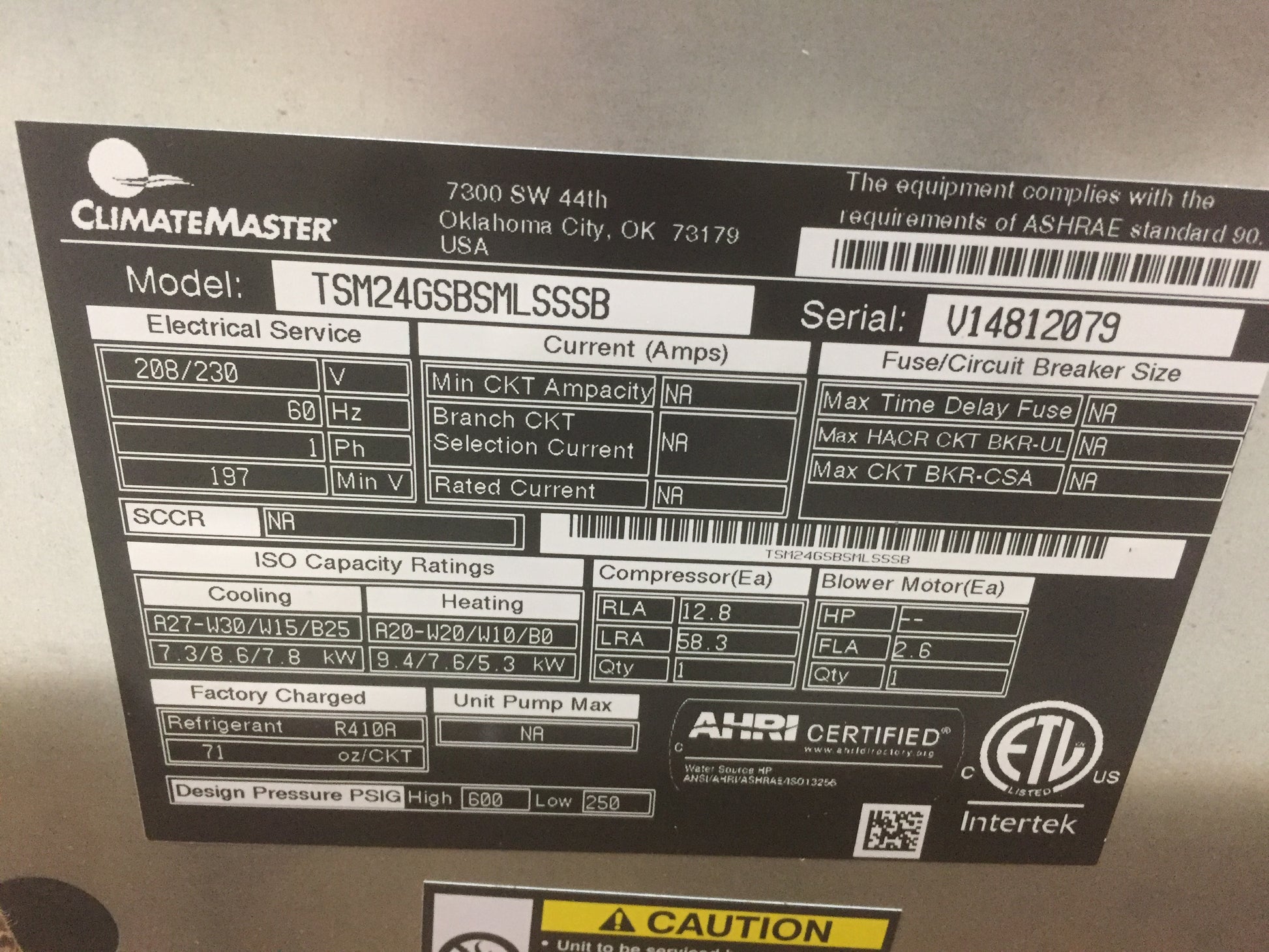 2 TON "TSM" SERIES VERTICAL STACK GEOTHERMAL HEAT PUMP WITH ECM MOTOR, 15.7-18.5 EER 208-230/60/1 R-410A