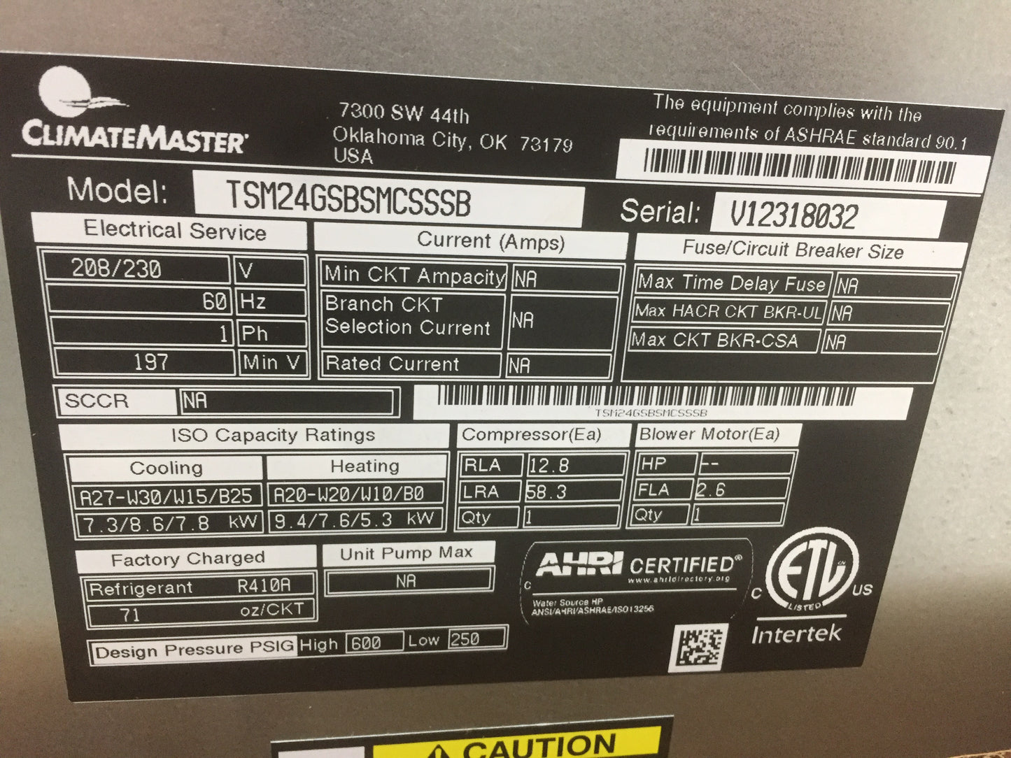 2 TON "TSM" SERIES VERTICAL STACK GEOTHERMAL HEAT PUMP WITH ECM MOTOR, 15.7-18.5 EER 208-230/60/1 R-410A