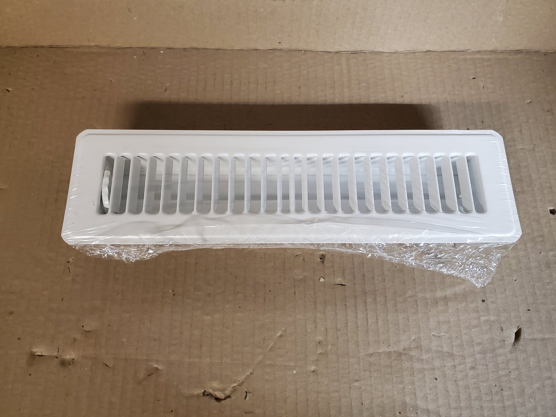 12 X 2 WHITE STEEL STAMPED FLOOR REGISTER/W TOE OPERATED LOUVER DAMPER ...