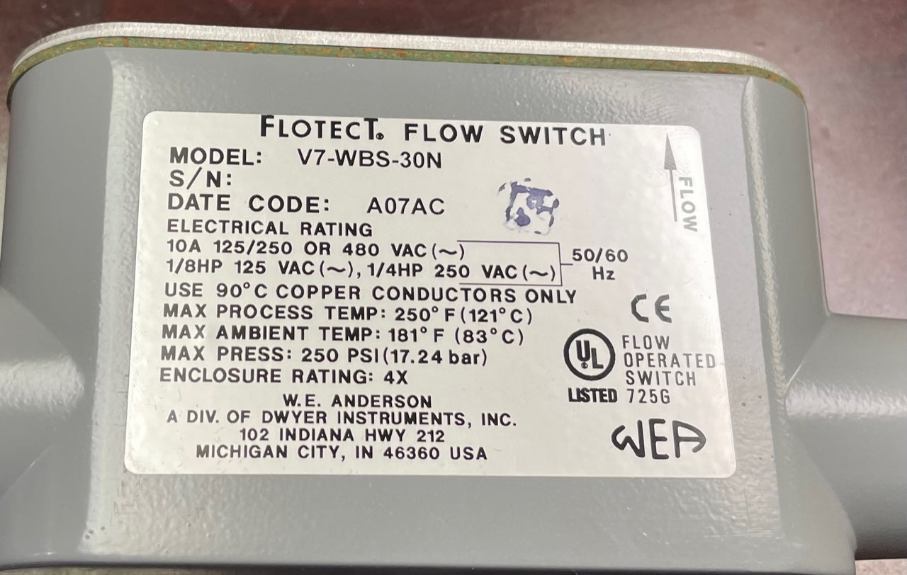 10 AMP FLOW SWITCH, 125-250-480/60-50/1 OR 3
