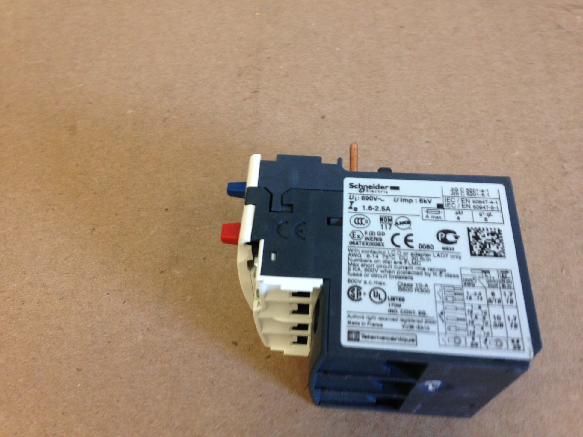 THERMAL OVERLOAD RELAY, 690V, 1.6-2.5A