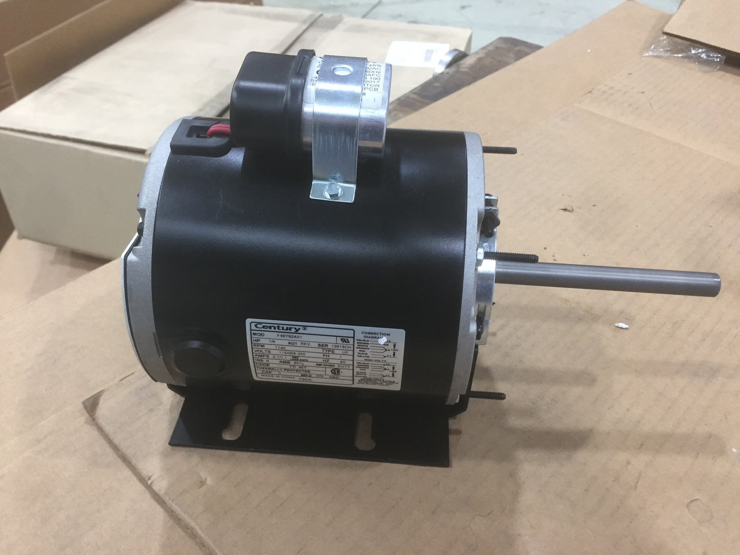 1/6 HP ELECTRIC MOTOR 115-208-230/60/1 1140 RPM 1 SPEED