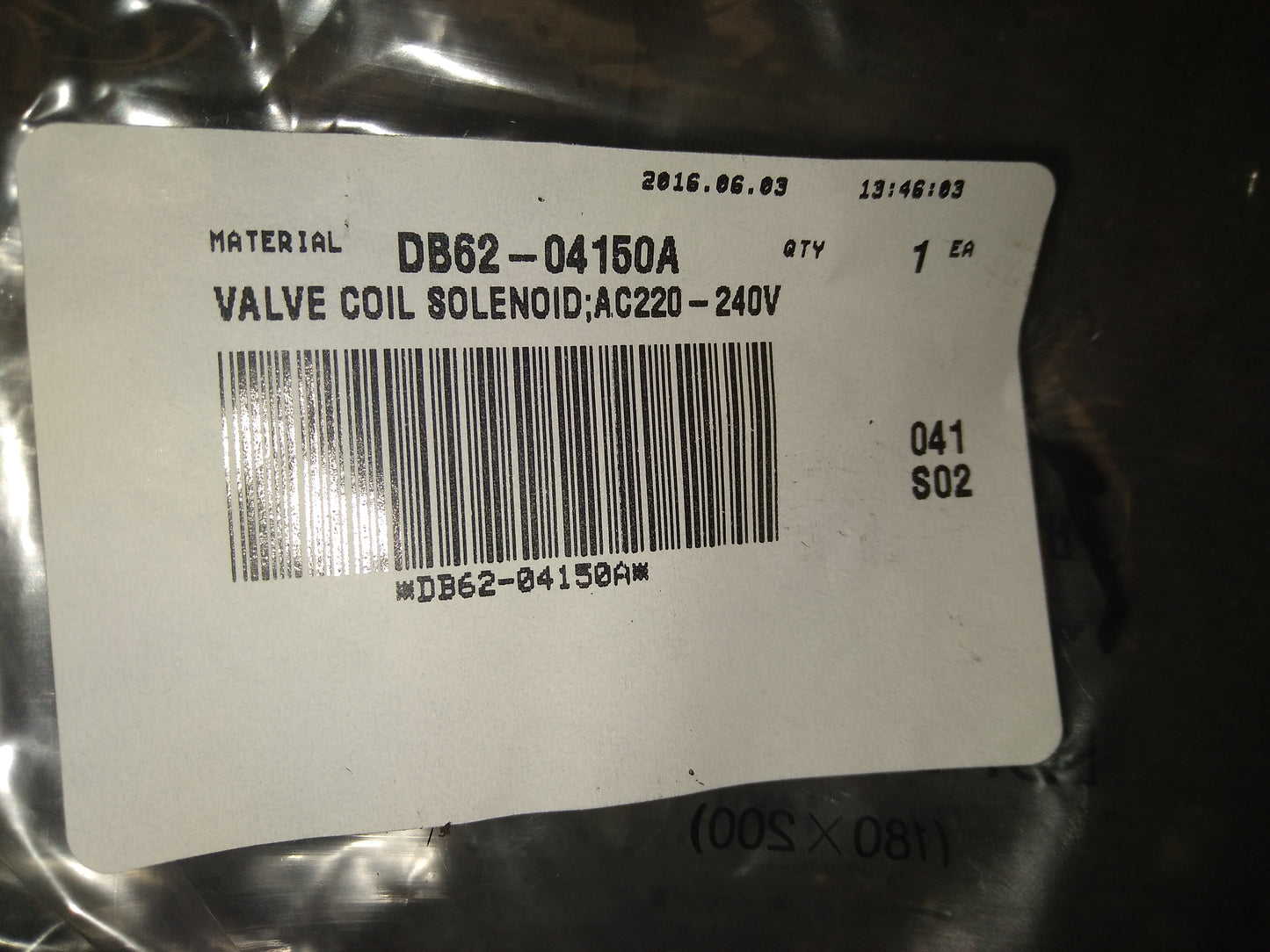 220-240VAC SOLENOID COIL FOR EEV ASSEMBLY, 50/60 HERTZ