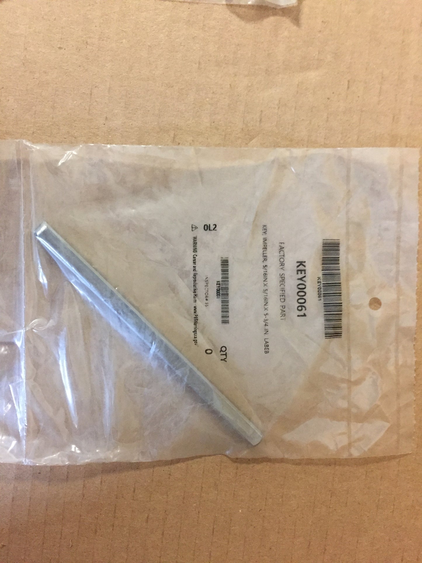 5/16" X 5/16" X 5 3/4" Motor Key