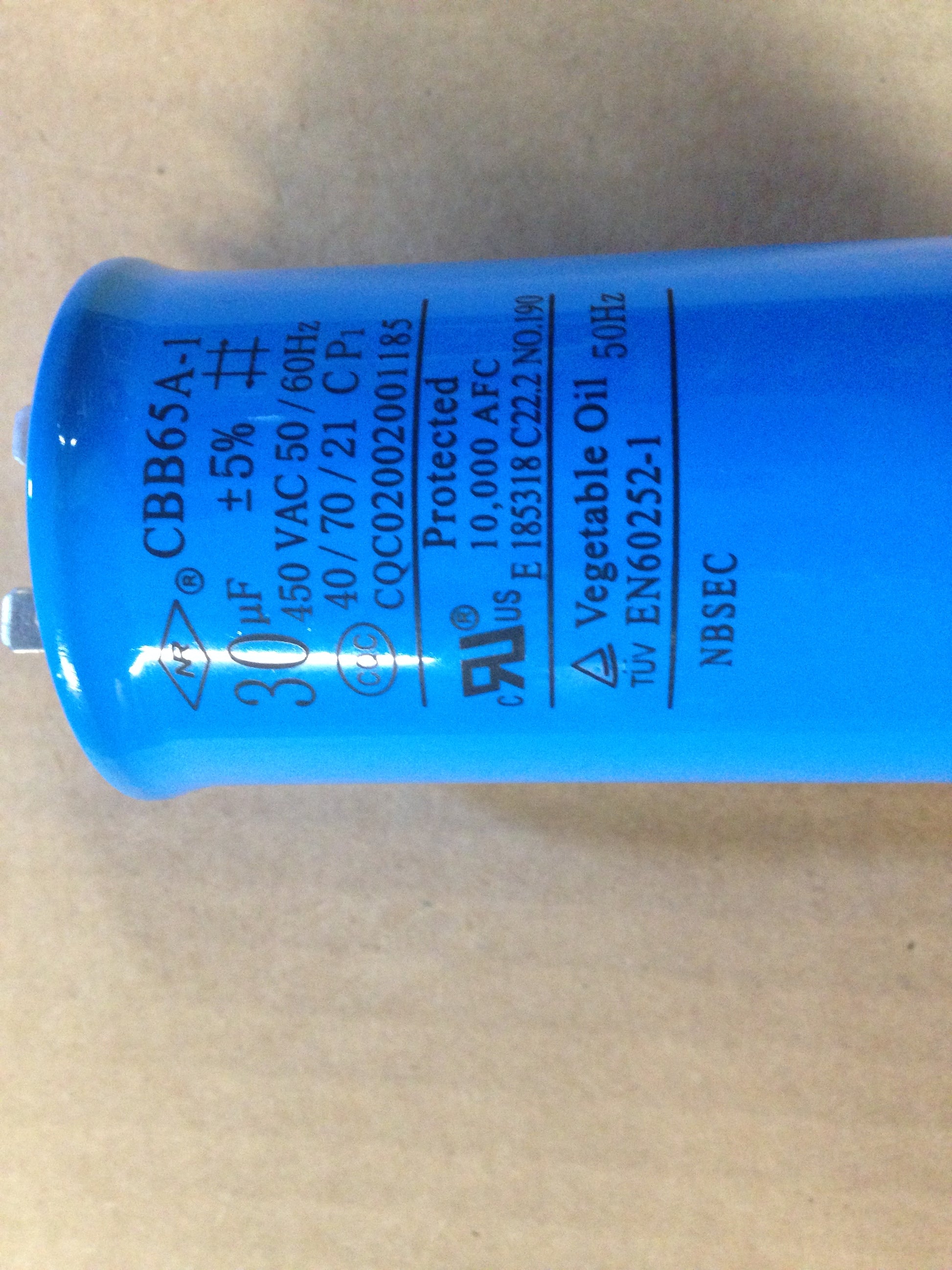 30uF X 450 VAC/50-60,  ROUND RUN CAPACITOR