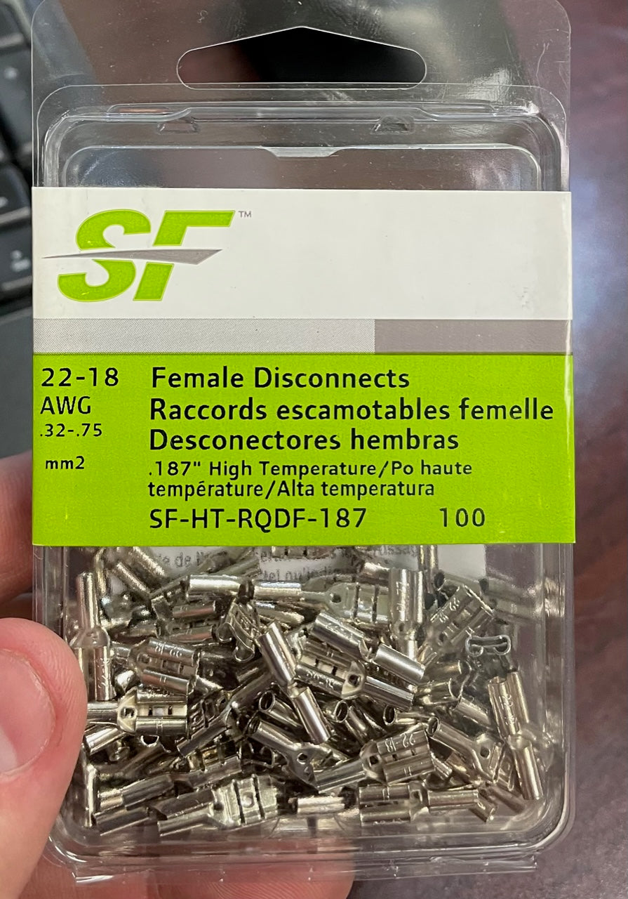 22-18 AWG FEMALE TERMINAL DISCONNECTS, (PACK OF 100)