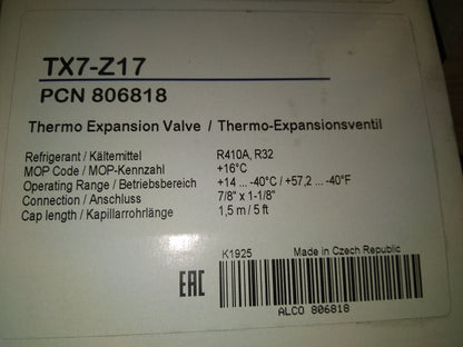 THERMOSTATIC EXPANSION VALVE 20-30 TON R-410A/R22