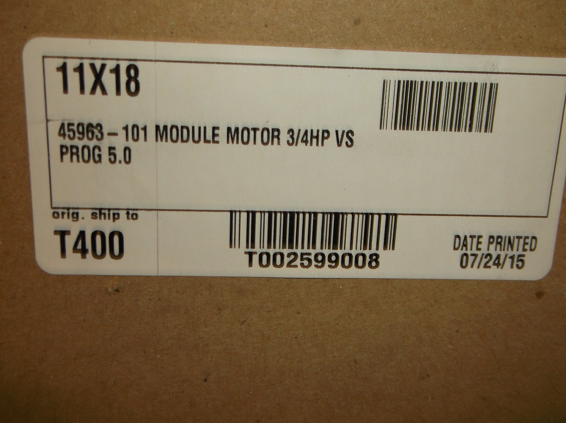 3/4HP ECM MOTOR MODULE  PROGRAMMED VS 5.0   208-230/60/1   RPM:0-1200/VARIABLE SPEED