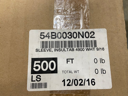 500' PVC TUBING/SLEEVE 9/16" 600 VOLT WHITE